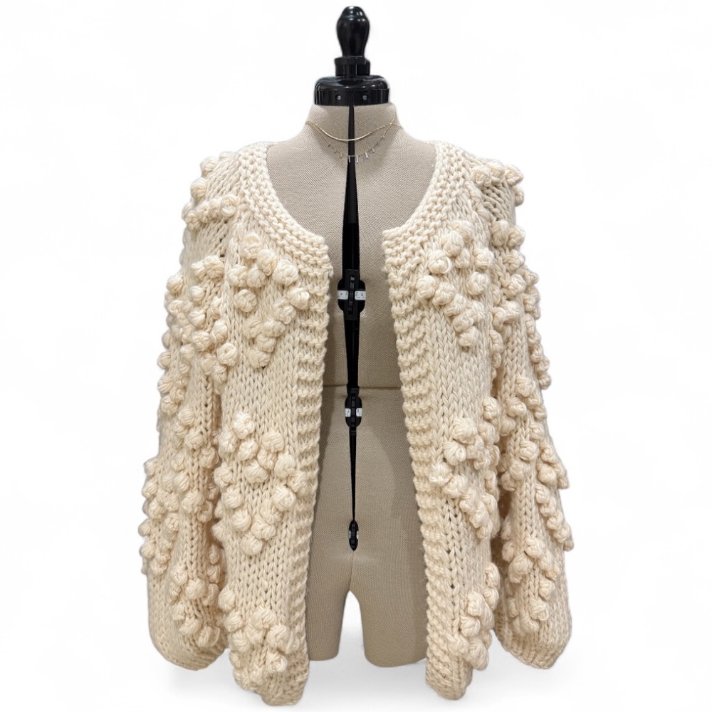 CHICWISH: Chunky Crochet Sweater Sz: Medium Color: Cream